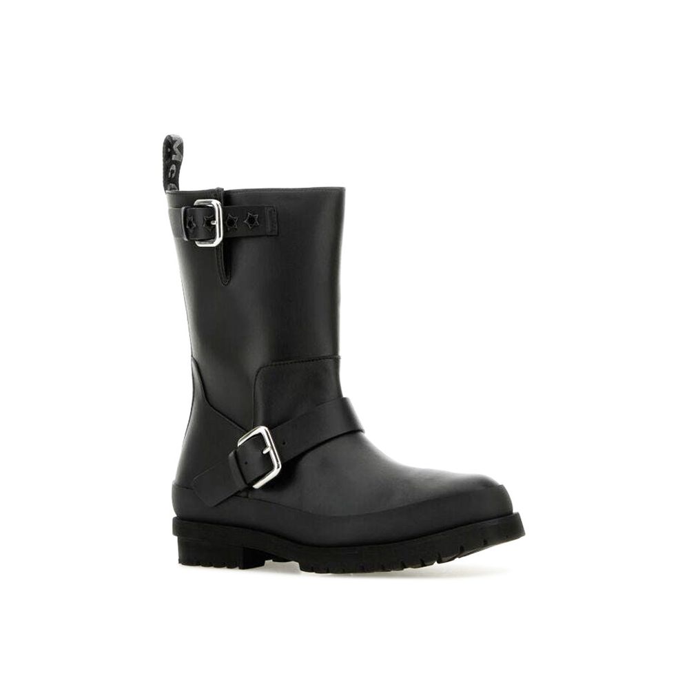 Black Polyester Ankle Boots