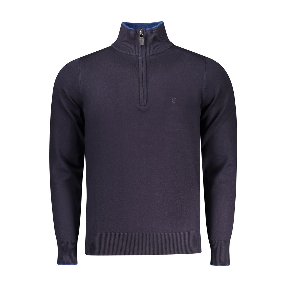 Blue Viscose Men Sweater