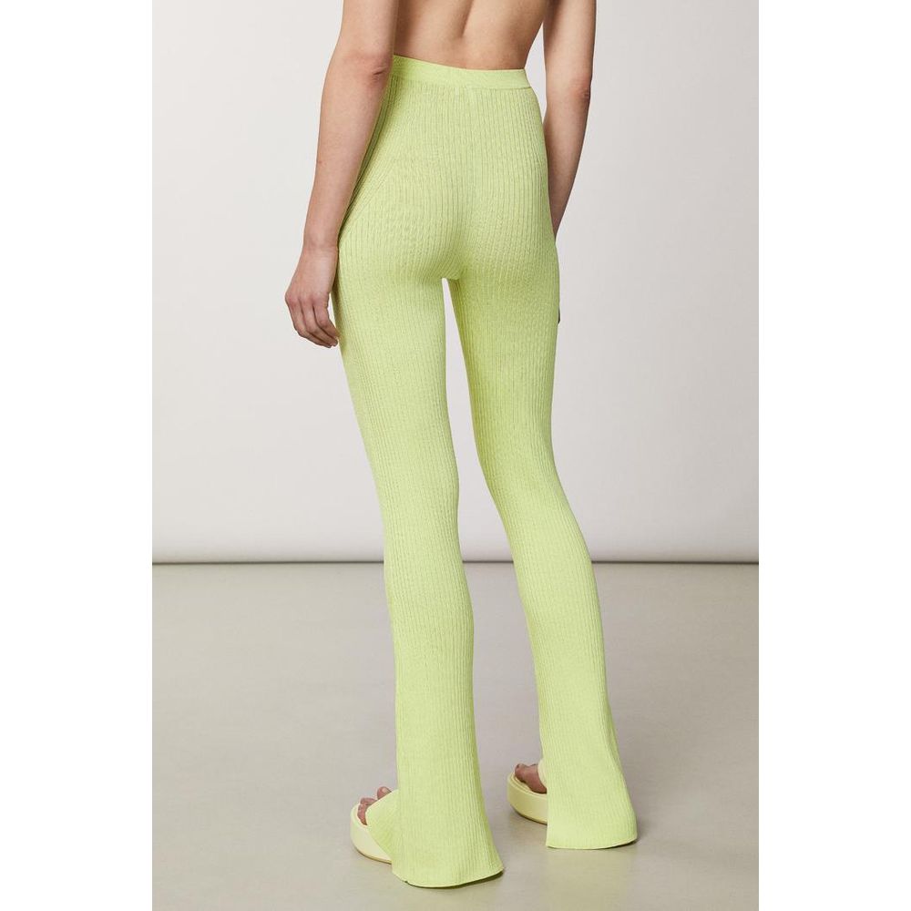 Yellow Viscose Casual Pants