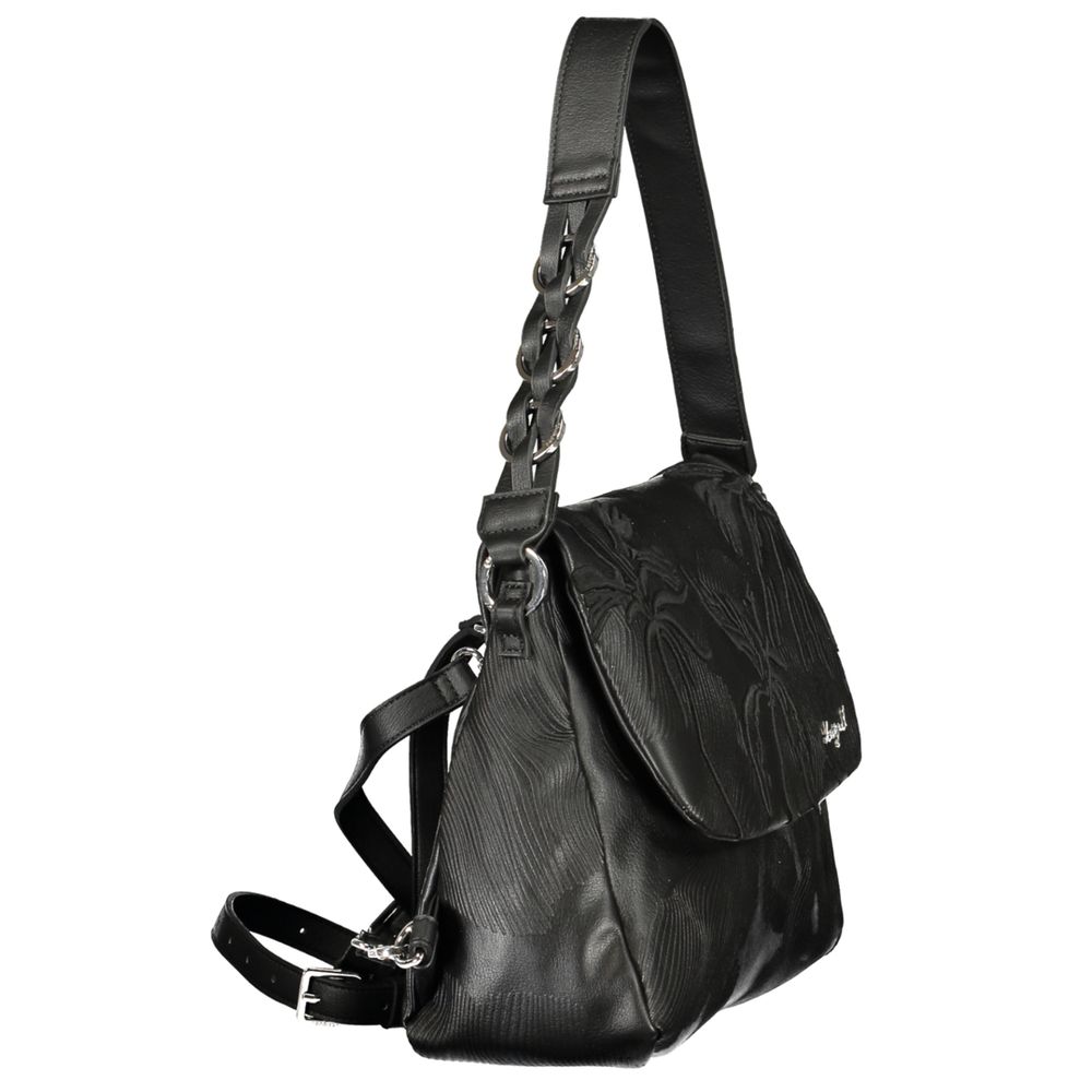 Black Polyurethane Women Backpack