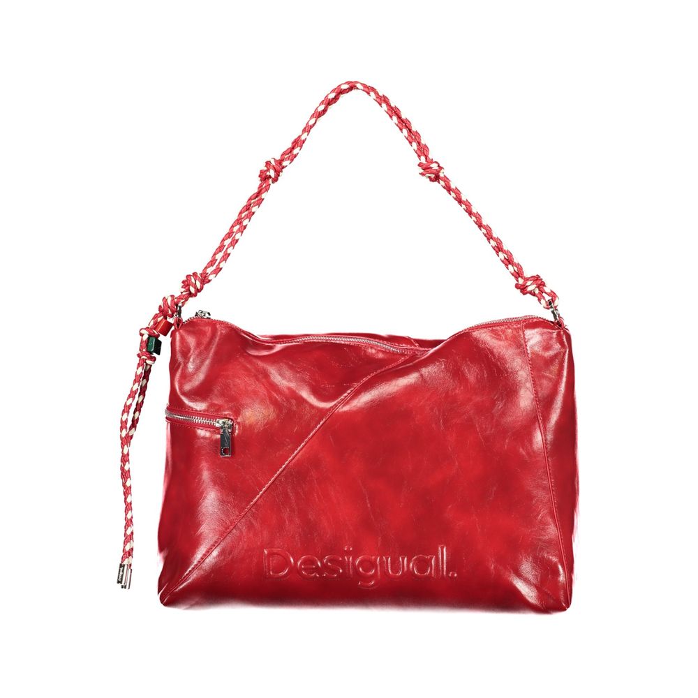 Red Polyurethane Women Handbag