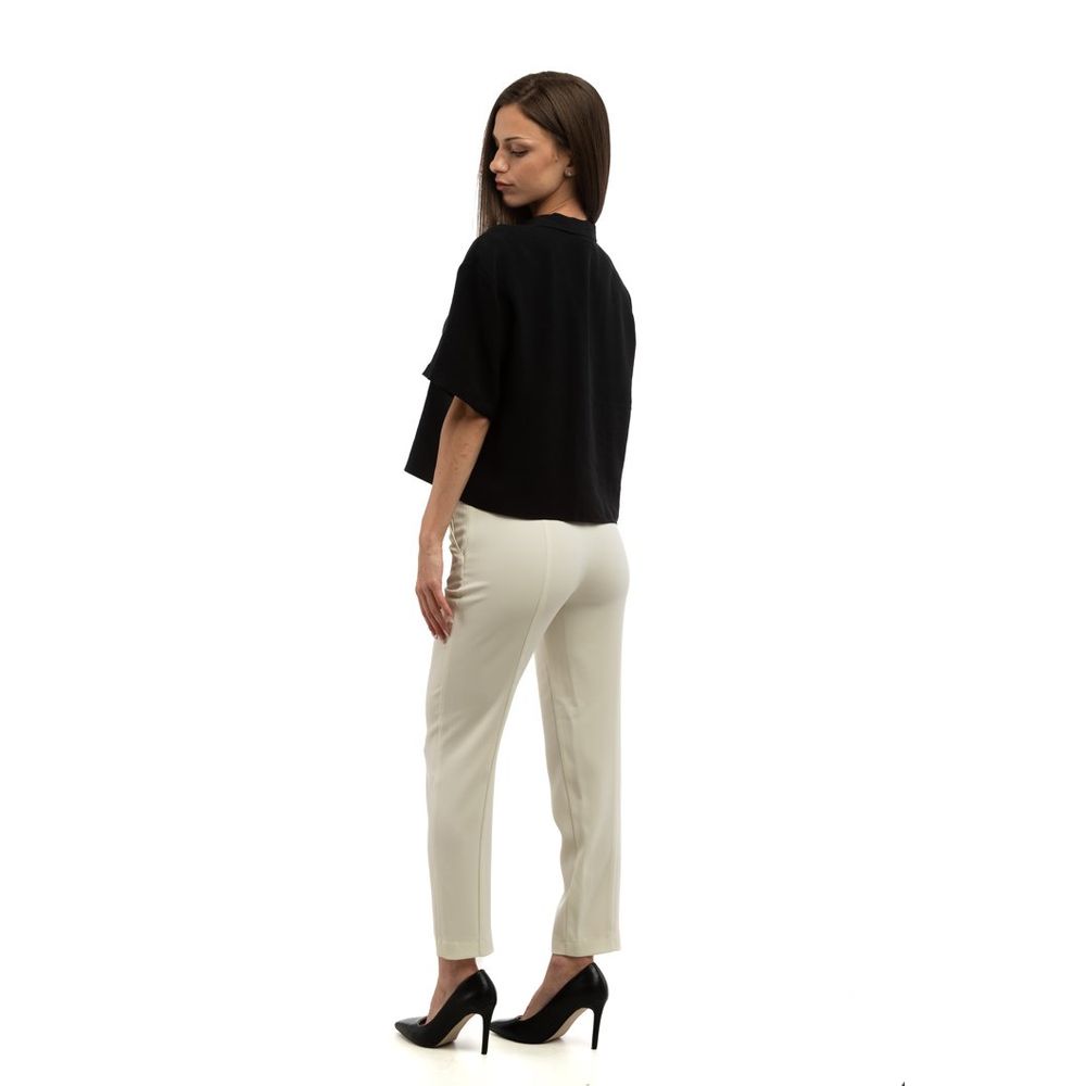 Gray Polyester Casual Pants