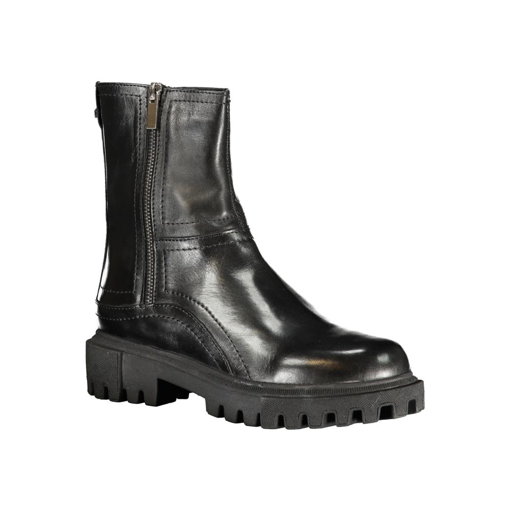 Black Leather Women Boot