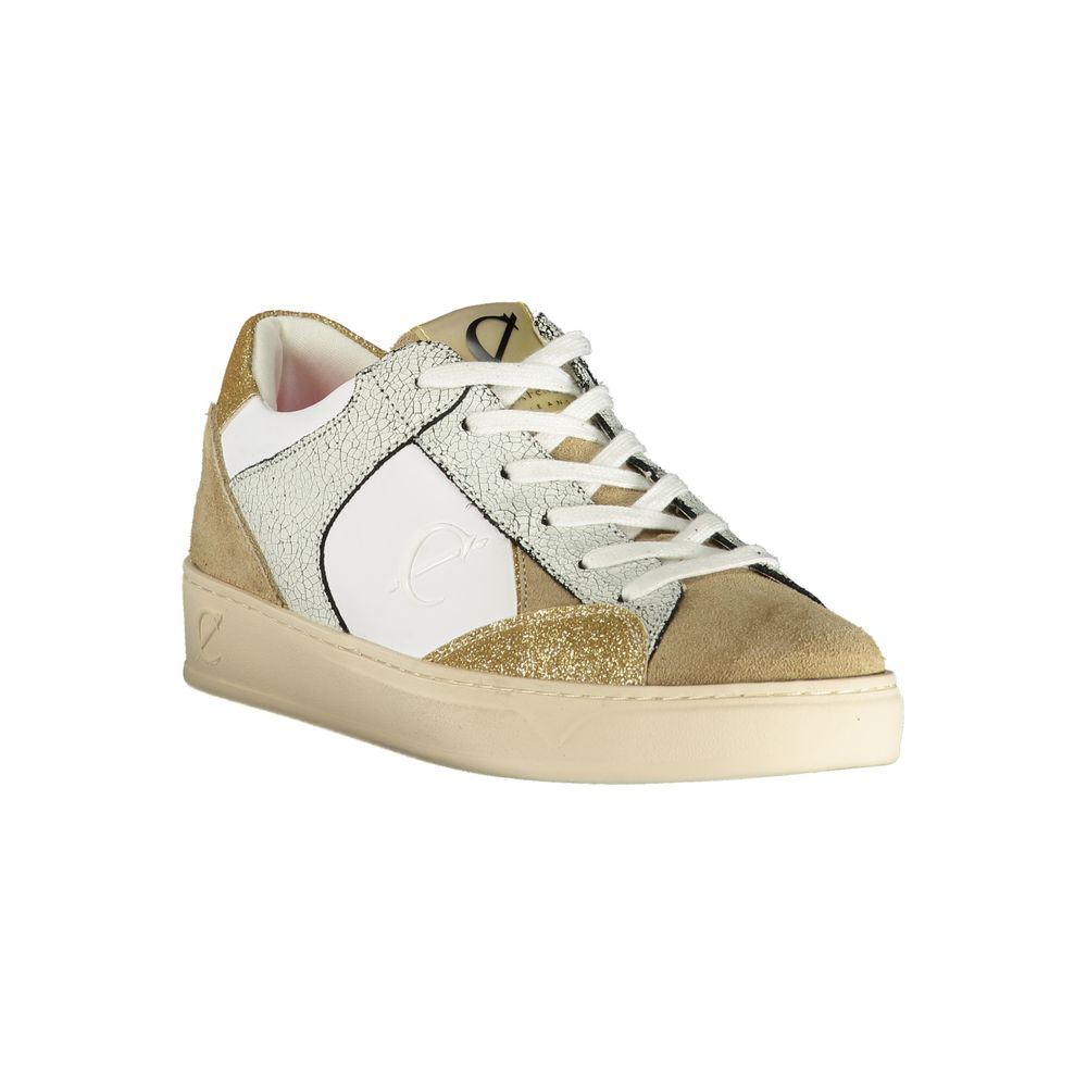 White Polyurethane Women Sneaker