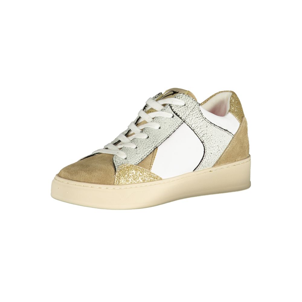 White Polyurethane Women Sneaker