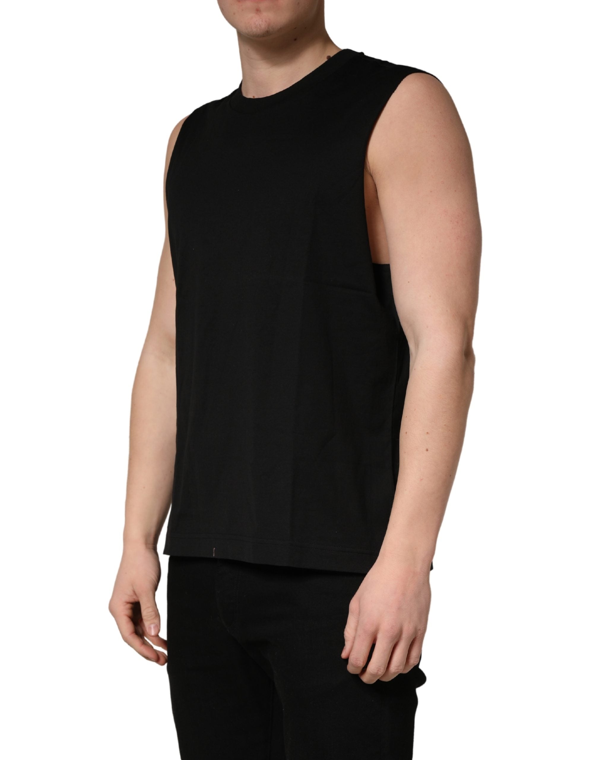 Black Crew Neck Sleeveless Tank Top T-shirt