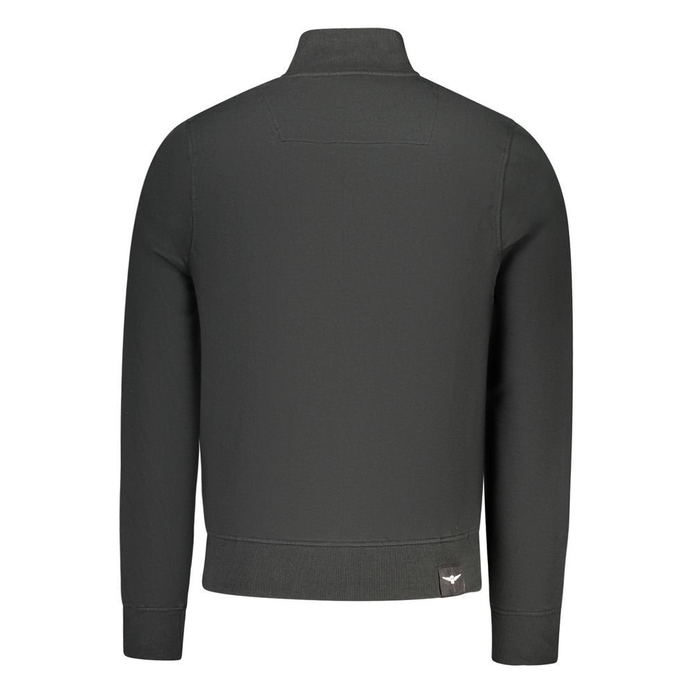 Black Cotton Men Sweatshirt