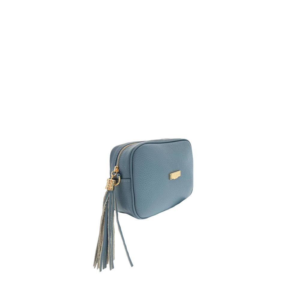 Blue Leather Women Crossbody Bag