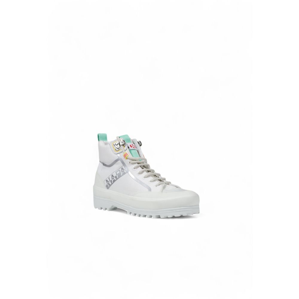 White Fabric Chunky Sneakers