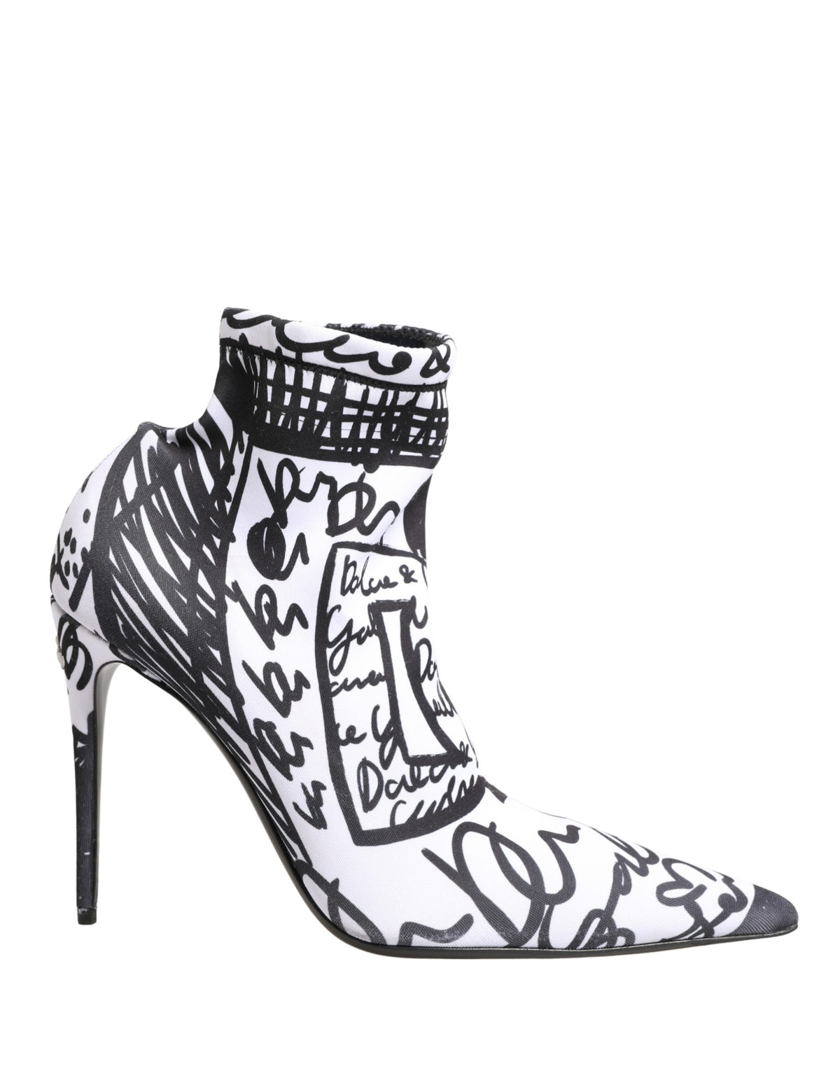 White Graffiti Stretch Ankle Boots Shoes