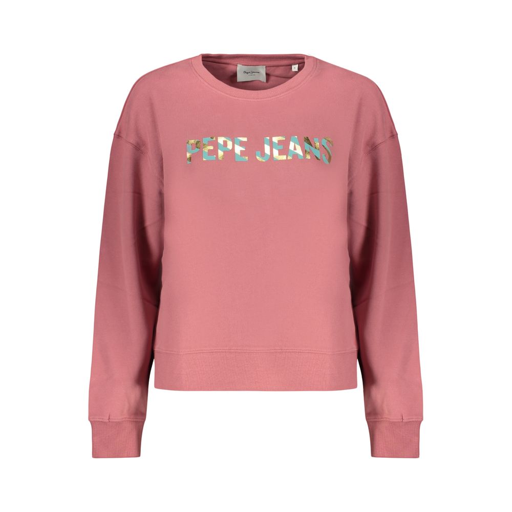 Pink Cotton Women Sweatshirt