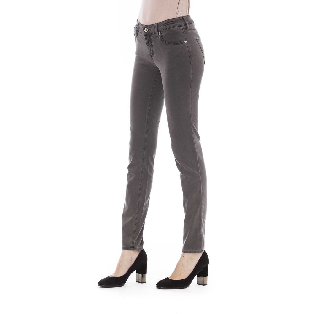 Gray Cotton Women Jeans