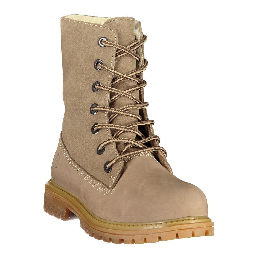 Beige Polyester Ankle Boots