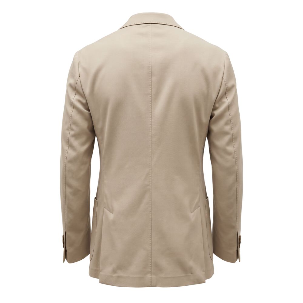 Beige Viscose Men Jacket