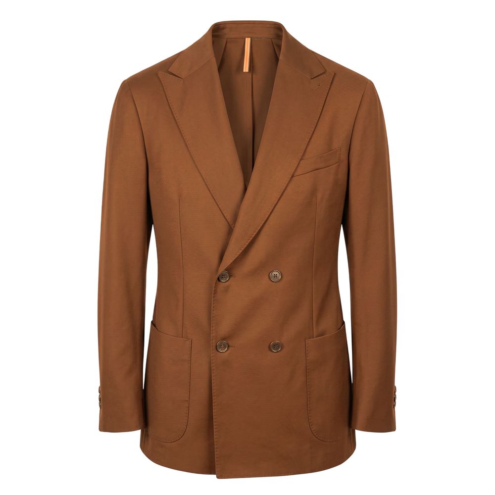 Brown Viscose Men Jacket