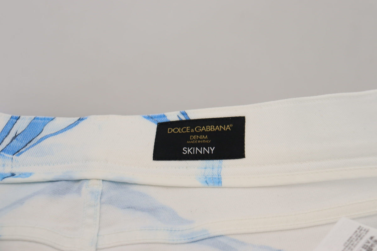 White Blue Denim Cotton Jeans Stretch Skinny Fit Pant
