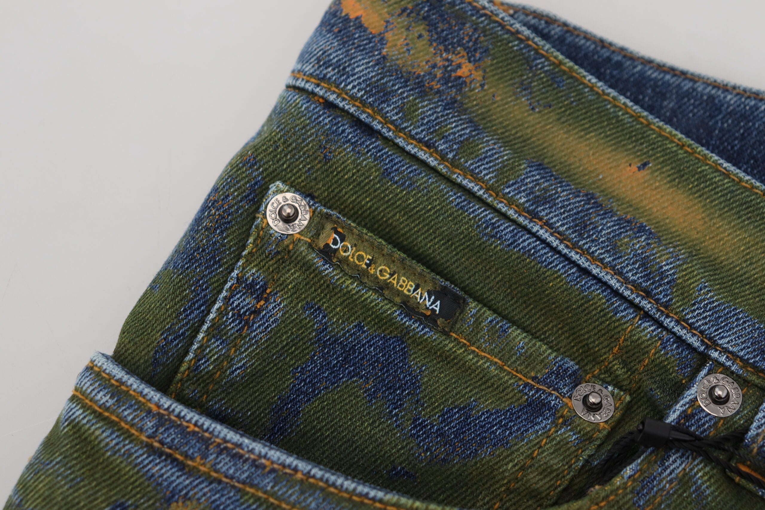 Blue Green Skinny Cotton Denim Jeans