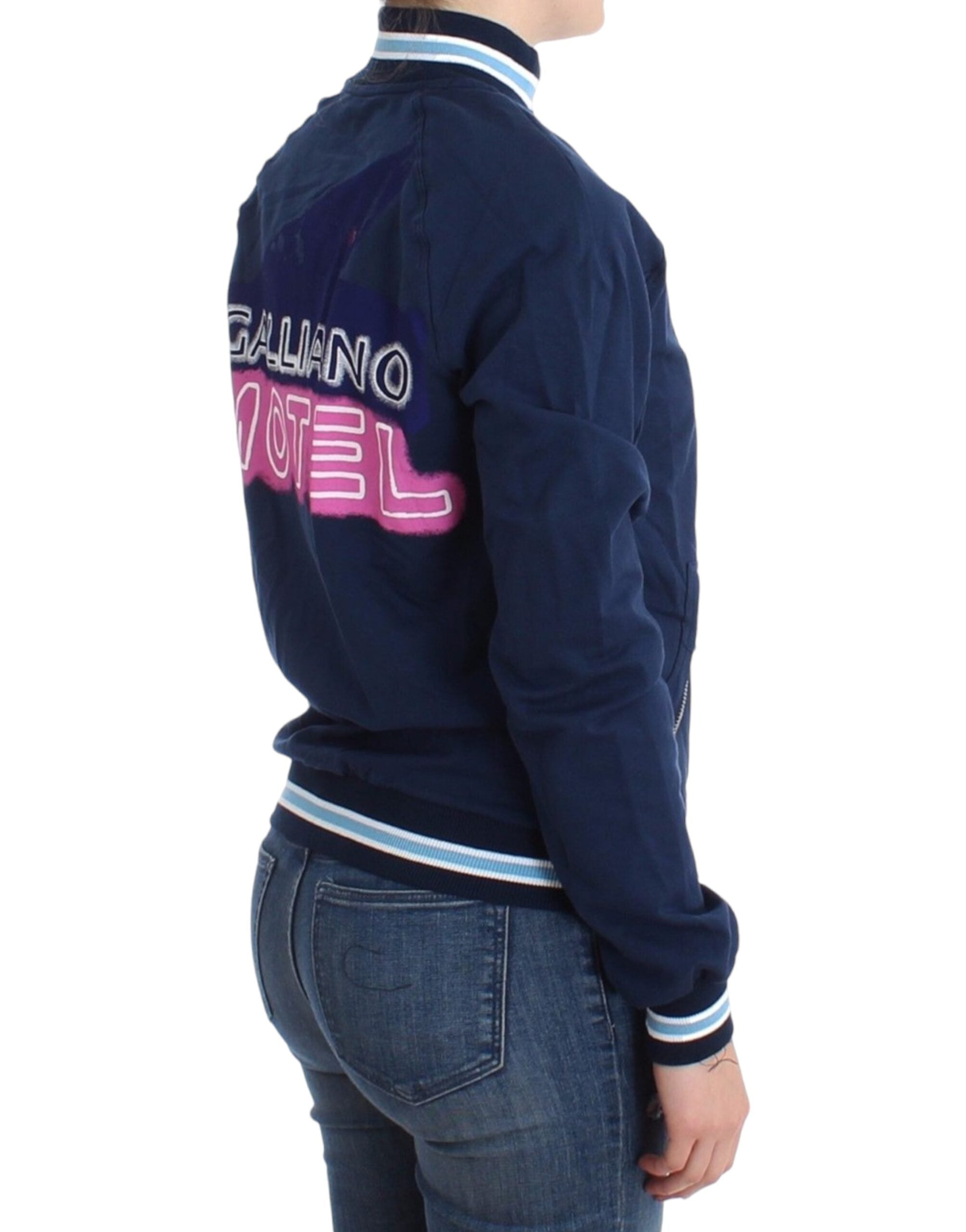 Blue zip cotton cardigan