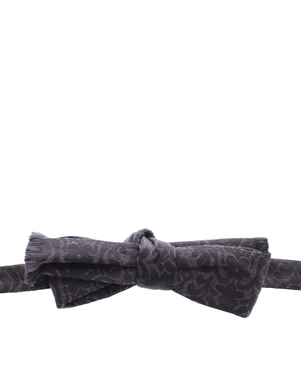 Dark Gray Wool Silk Brand Baroque Paisley Bow Tie Men