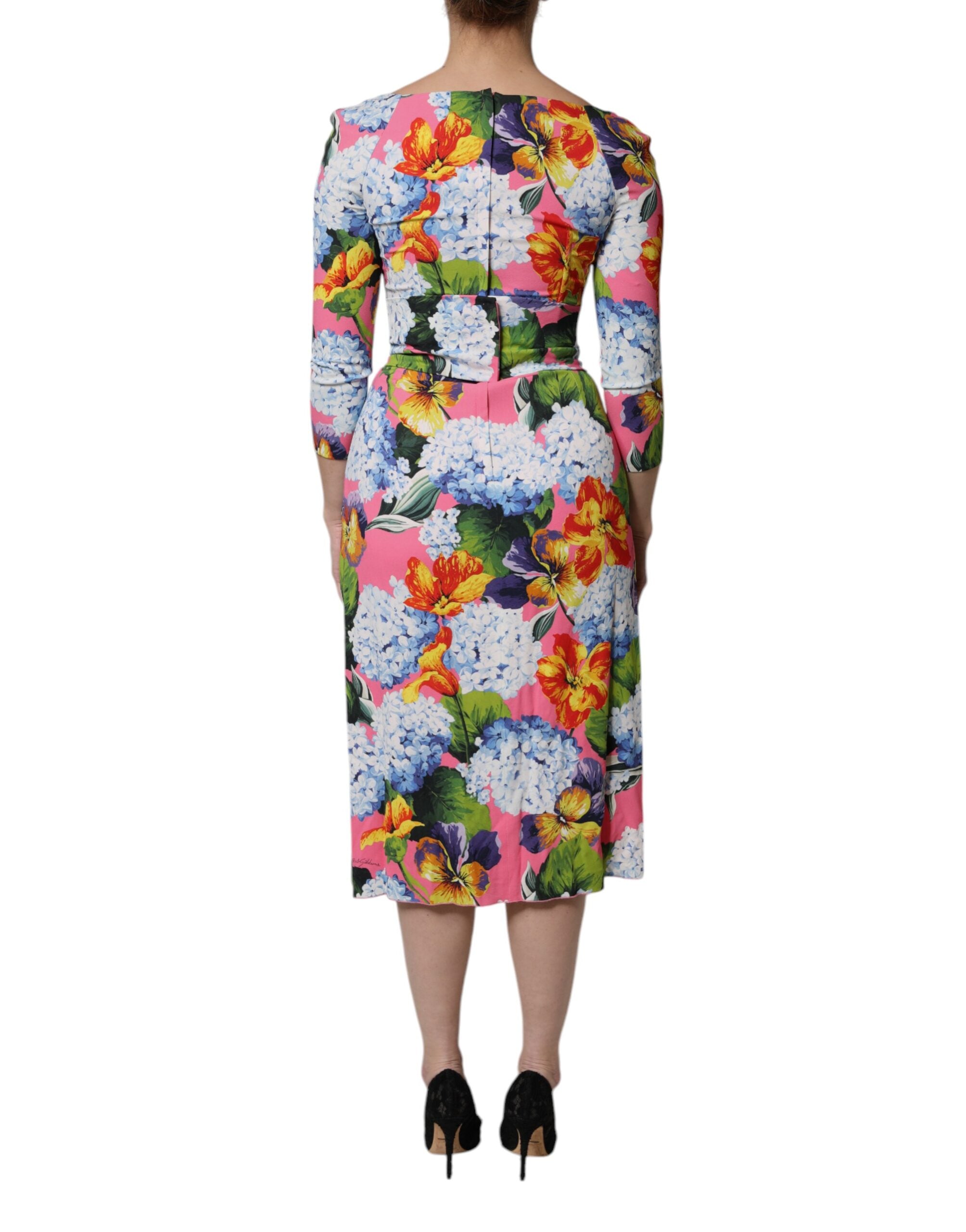 Multicolor Floral Side Slit Midi Dress