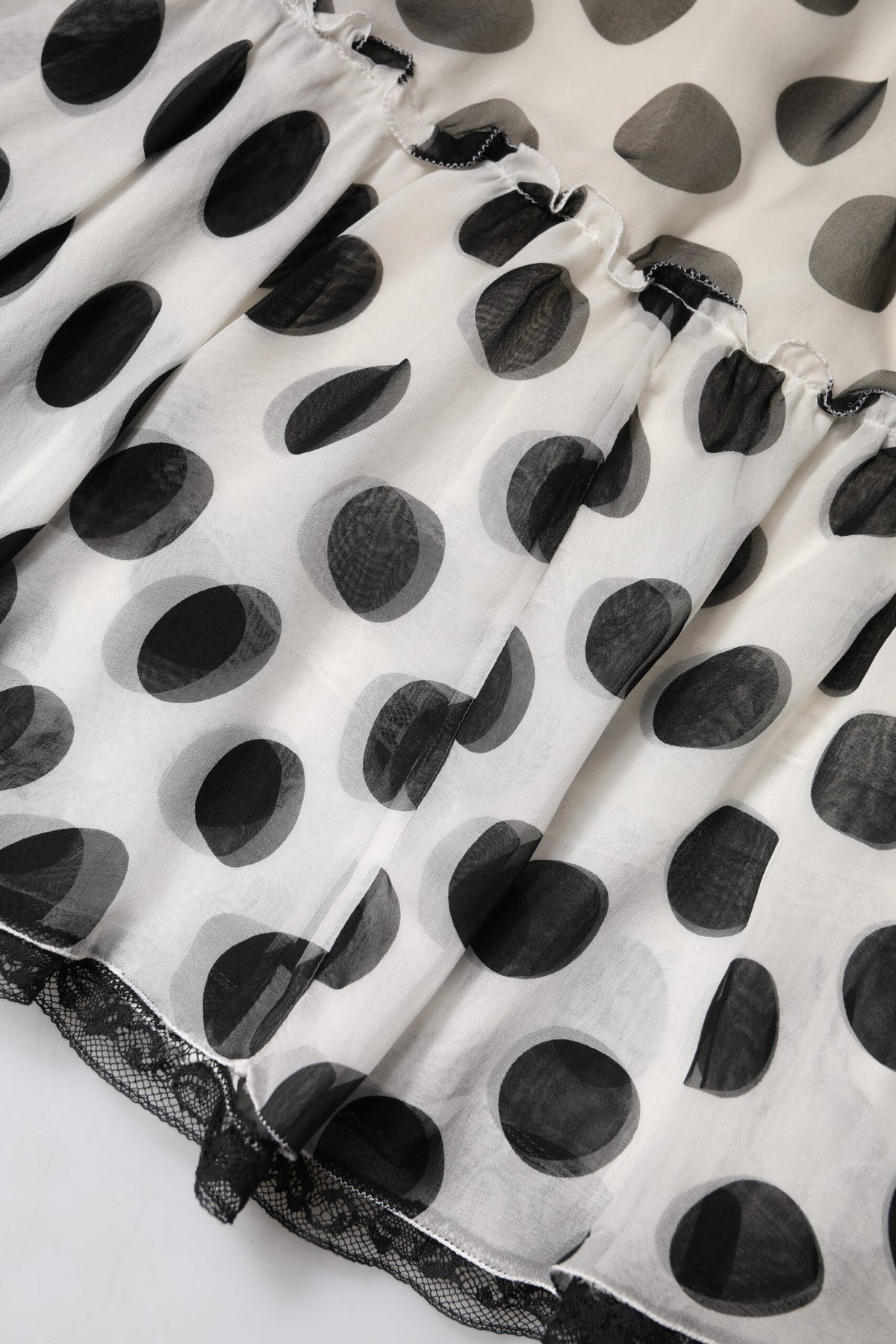 White Black Polka Dots Knee Length Skirt