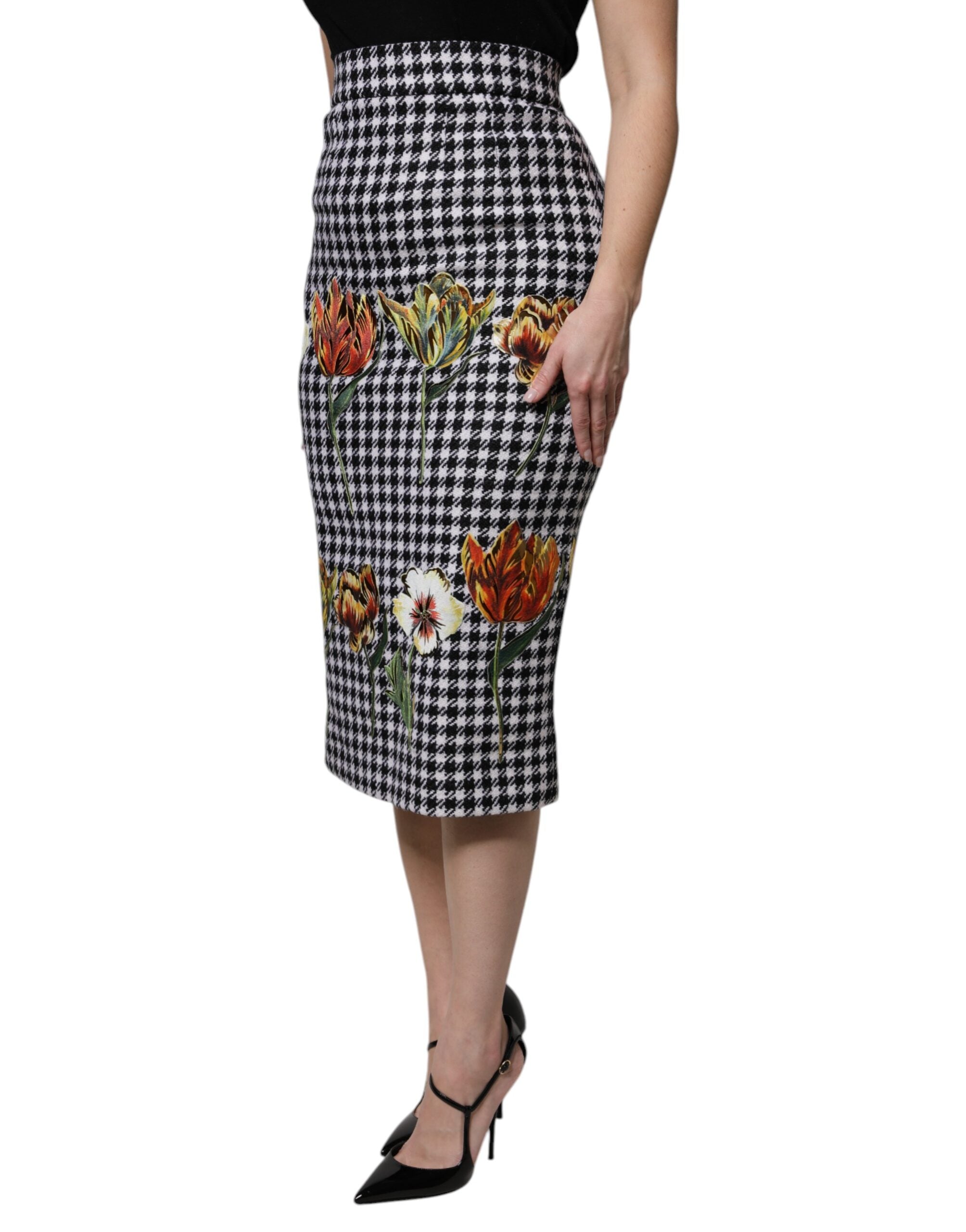 Multicolor Floral Print High Waist Pencil Cut Skirt