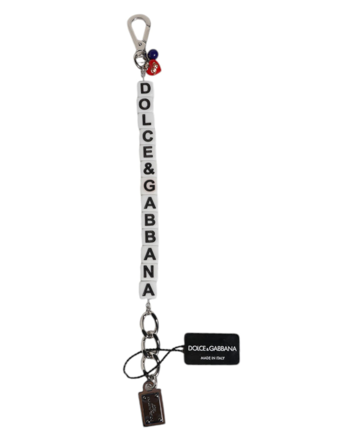 Silver Brass Chain Dice Logo Embellished Charm Bracelet