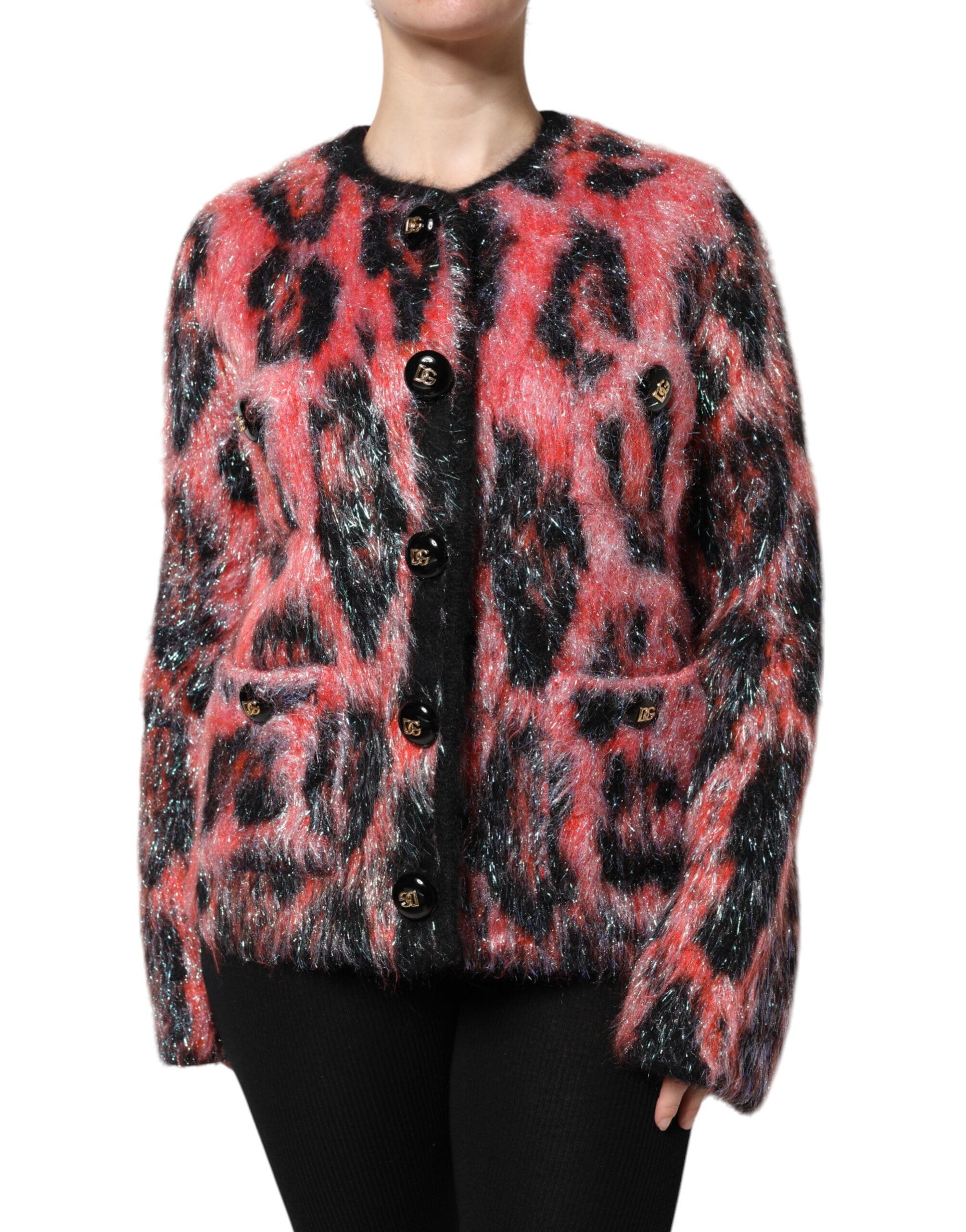 Red Mohair Wool Button Down Cardigan Sweater