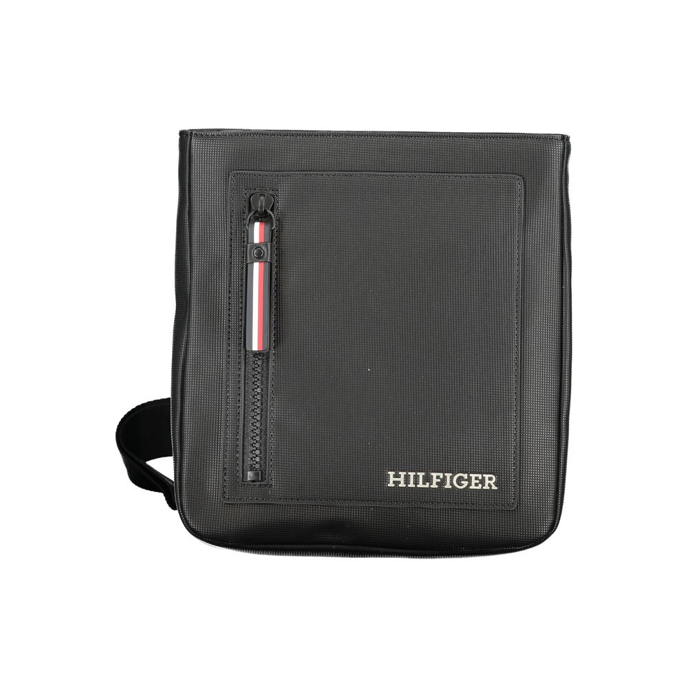 Black Polyurethane Men Shoulder Bag