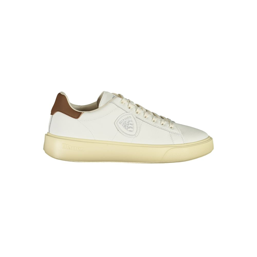 White Polyurethane Men Sneaker