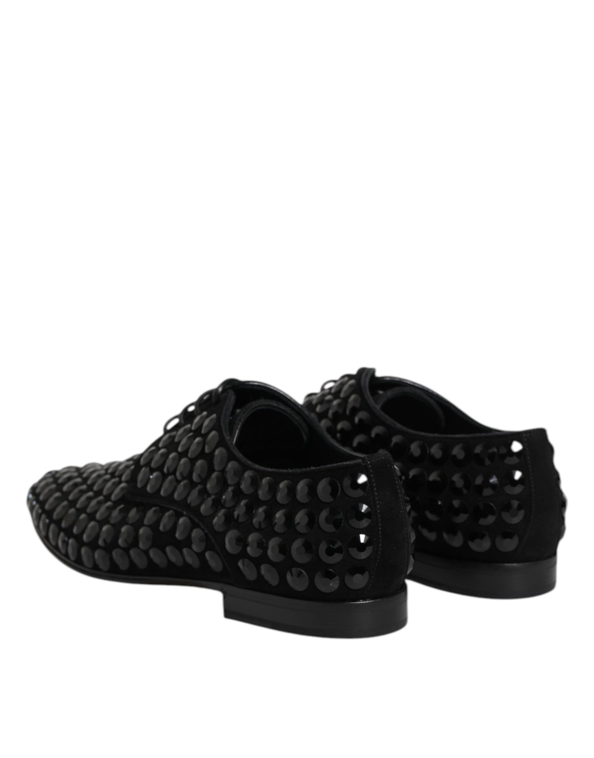 Black Suede Strass Derby Formal Shoes
