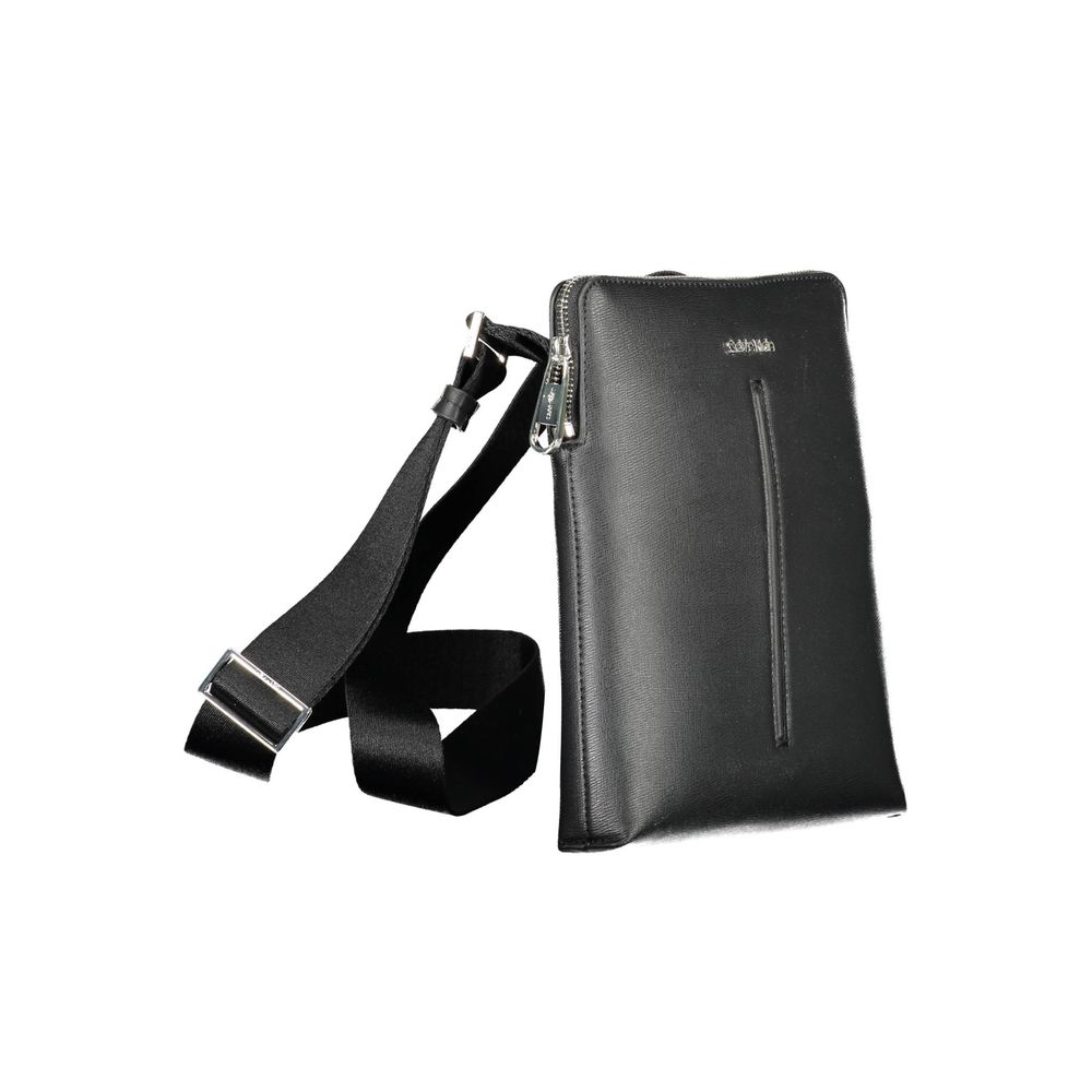 Black Polyurethane Men Shoulder Bag