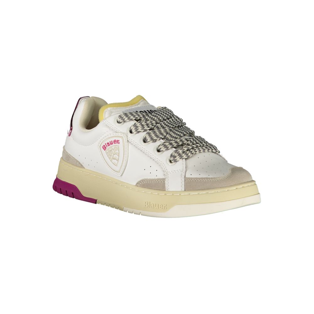 White Polyurethane Women Sneaker