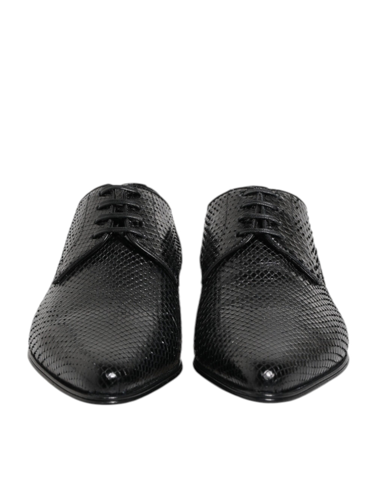 Black Exotic Leather Lace Up Derby Shoes