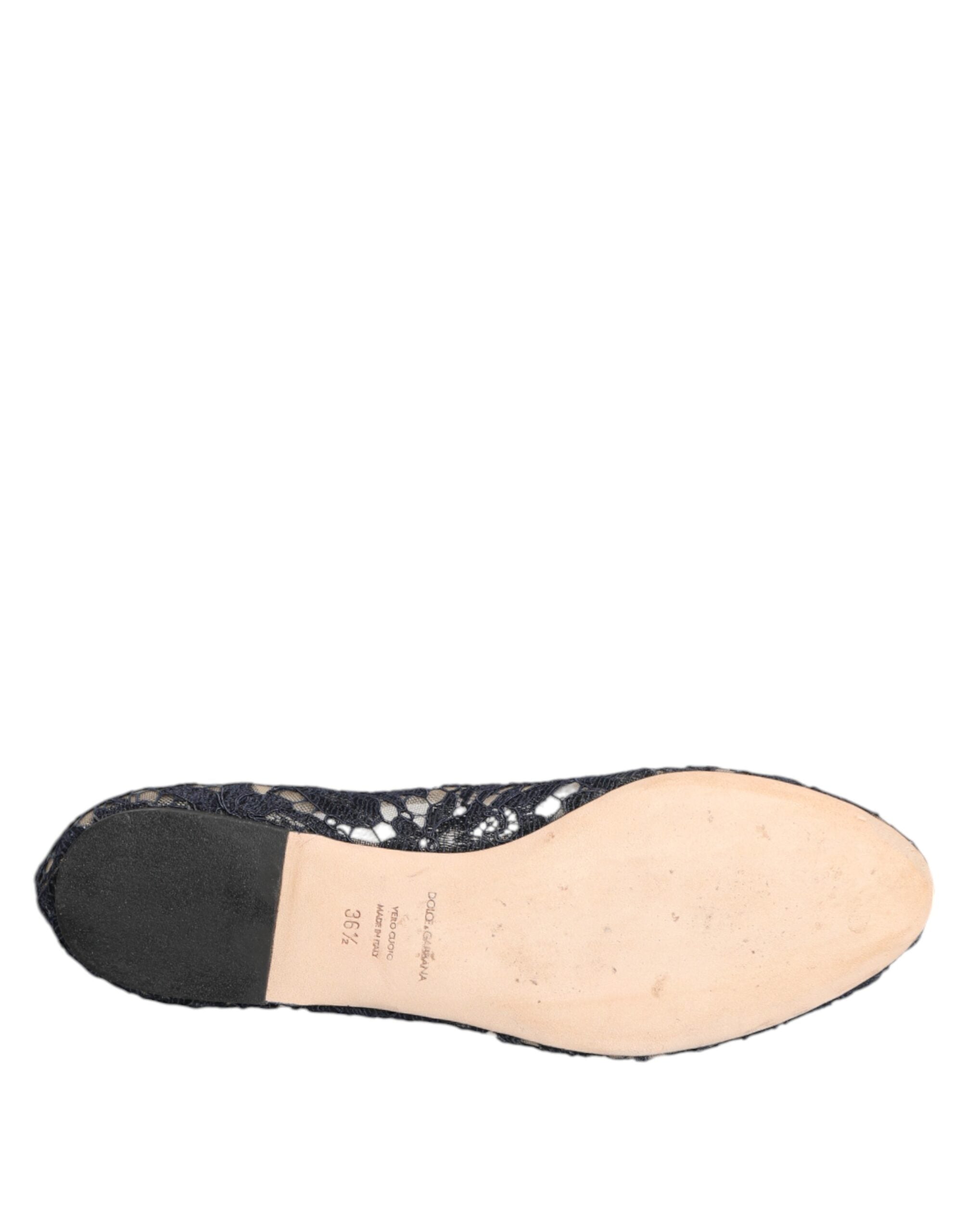 Blue Taormina Lace Crystals Flats Shoes