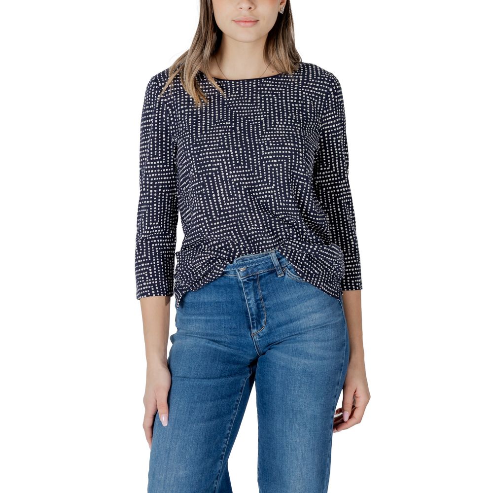 Blue Viscose Long Sleeve T-Shirt