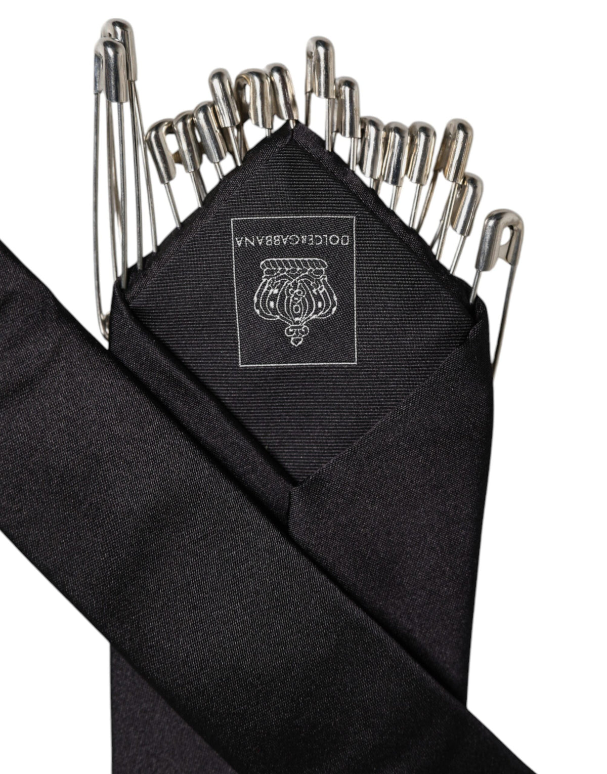 Black Safety Pins Silk Adjustable Necktie Accessory Tie