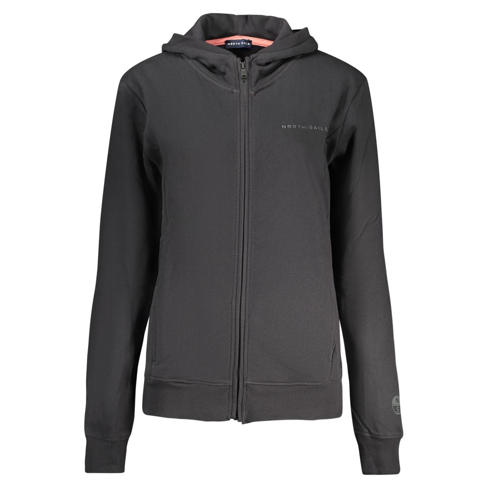 Black Cotton Women Hoodie