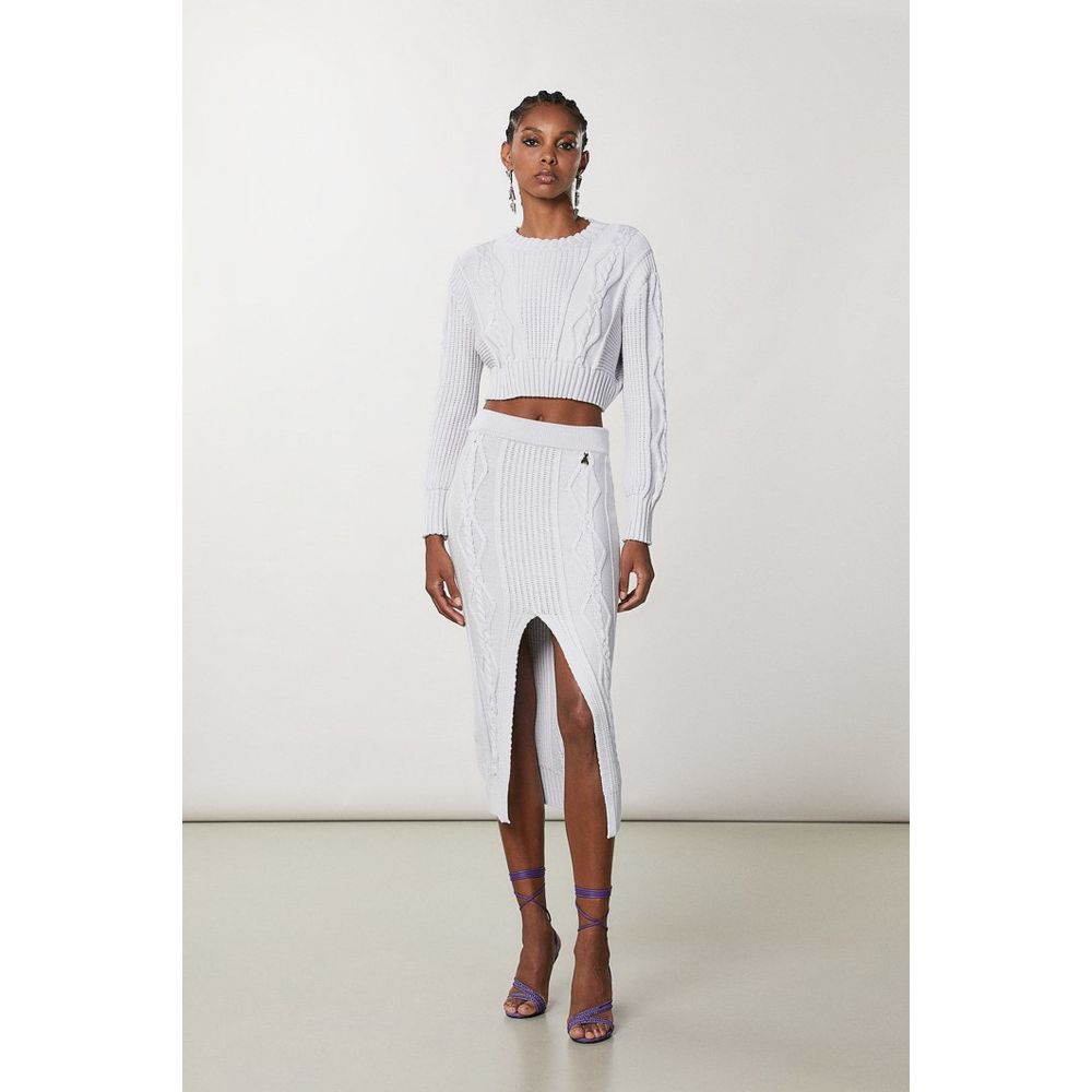 White Viscose Midi Skirt