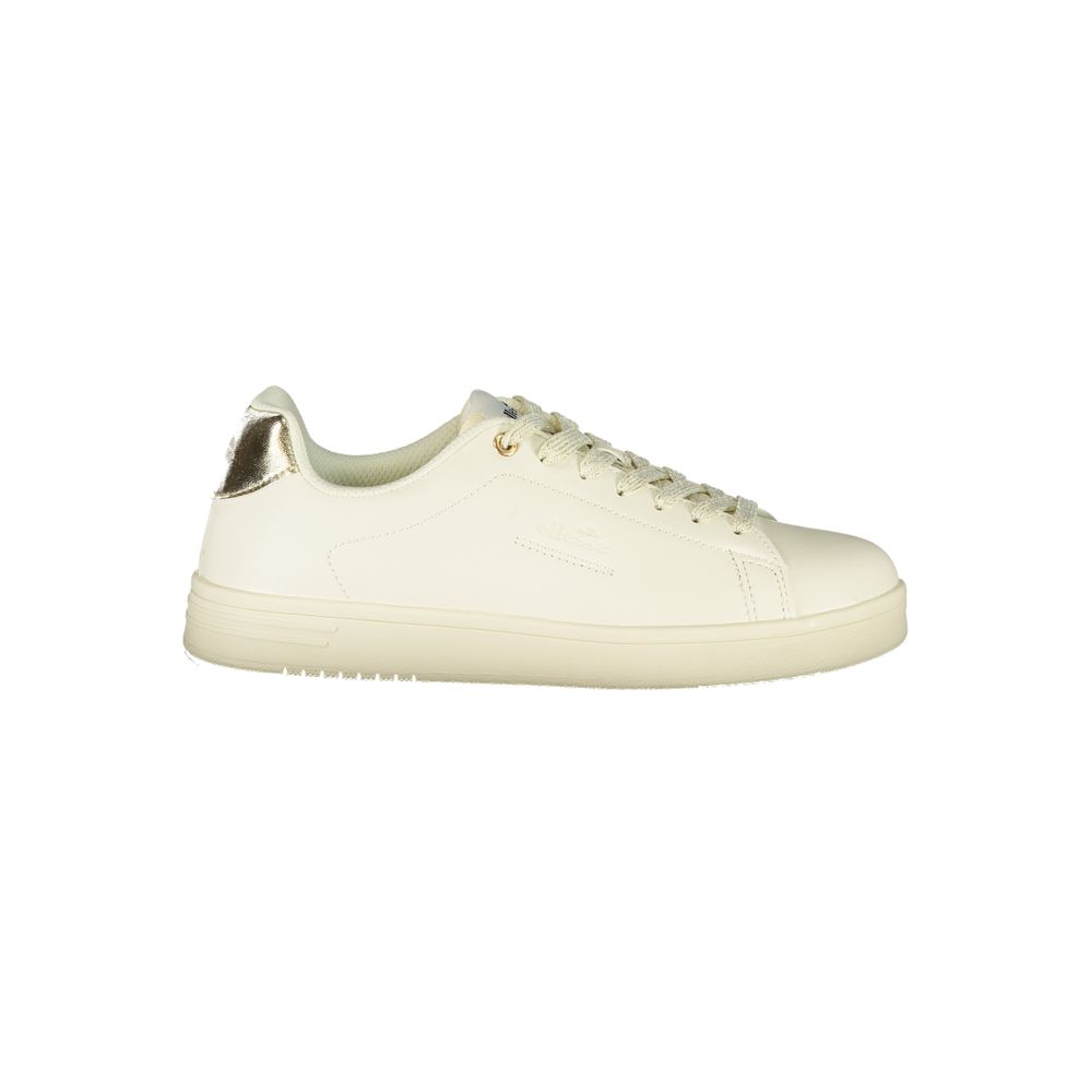 White Polyurethane Women Sneaker