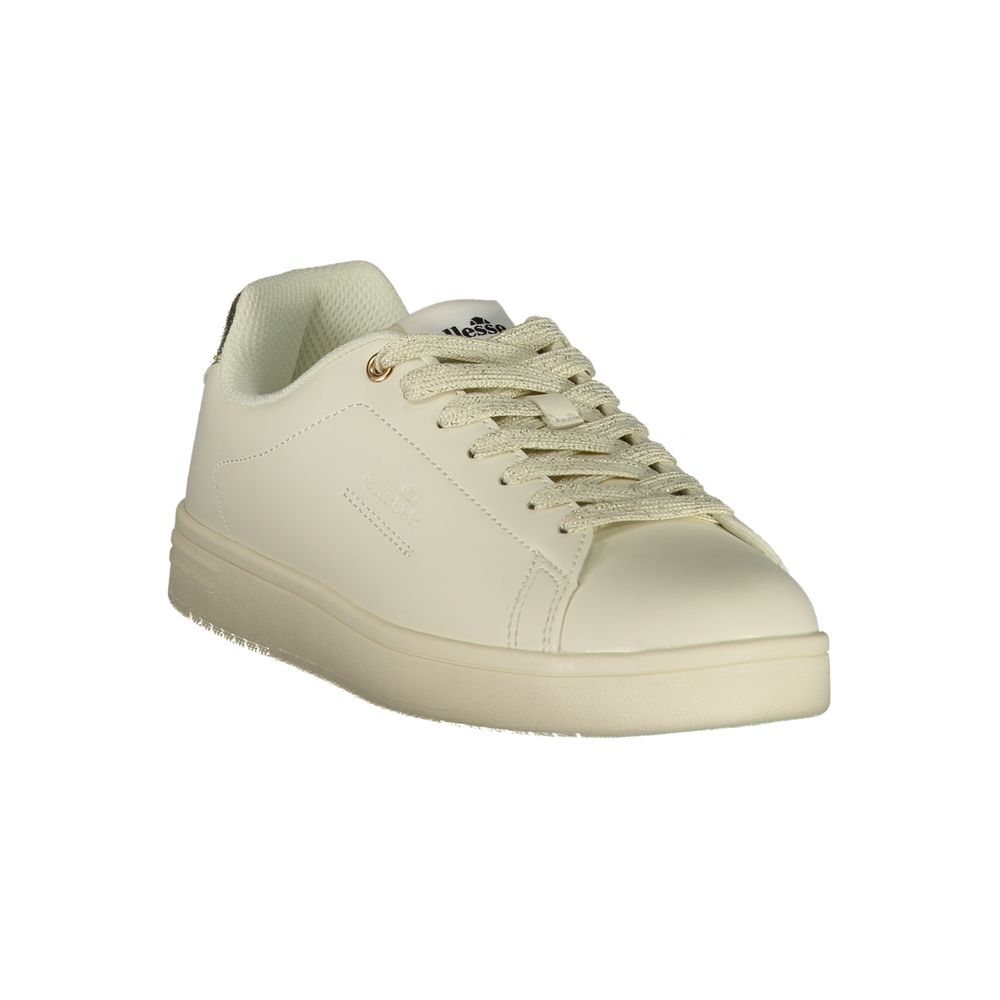 White Polyurethane Women Sneaker