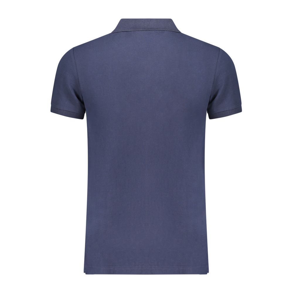 Blue Cotton Men Polo Shirt