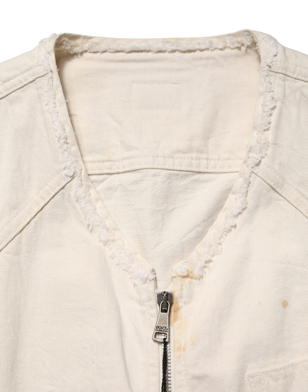Off White Cotton FullZip Denim Blouson Jacket