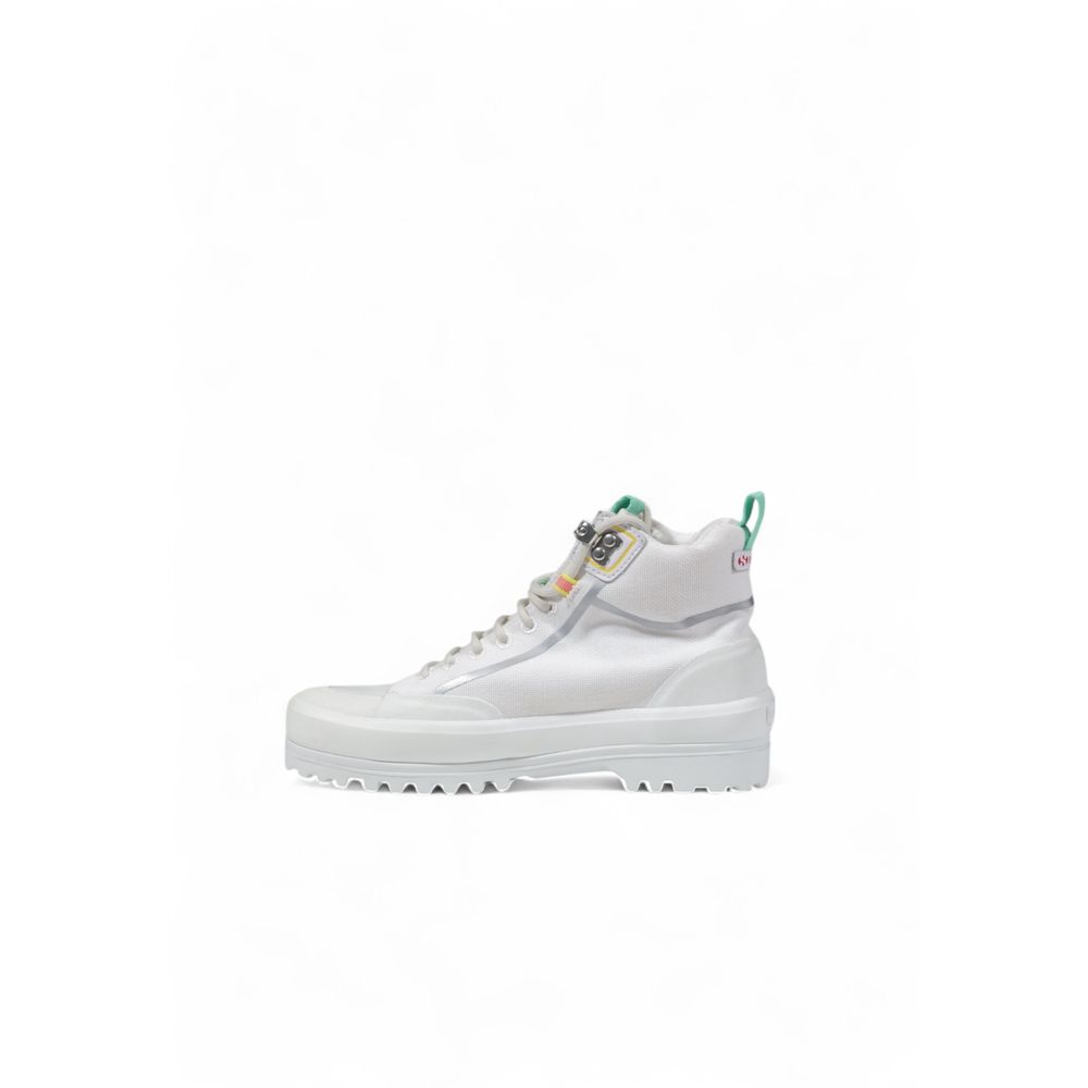 White Fabric Chunky Sneakers