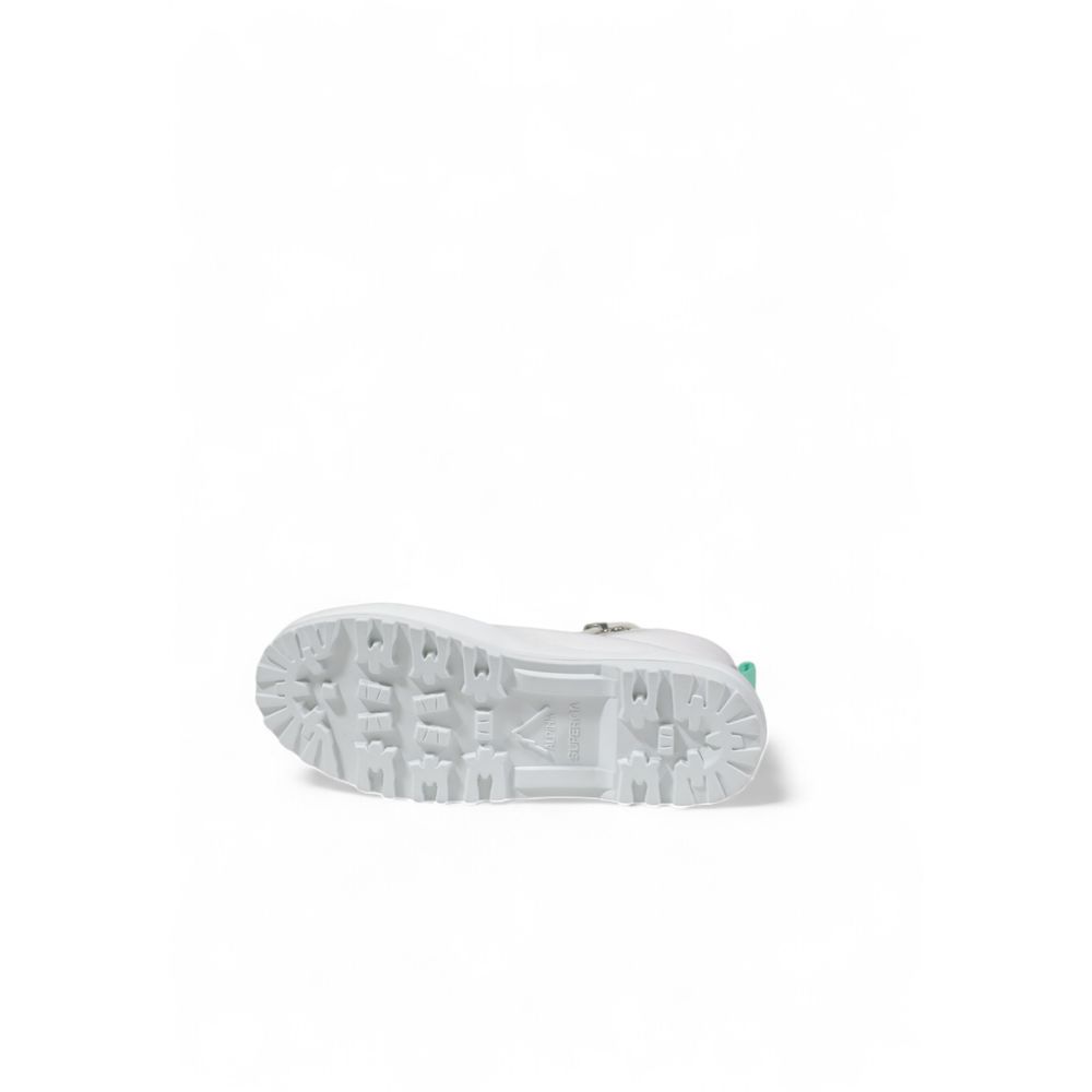 White Fabric Chunky Sneakers