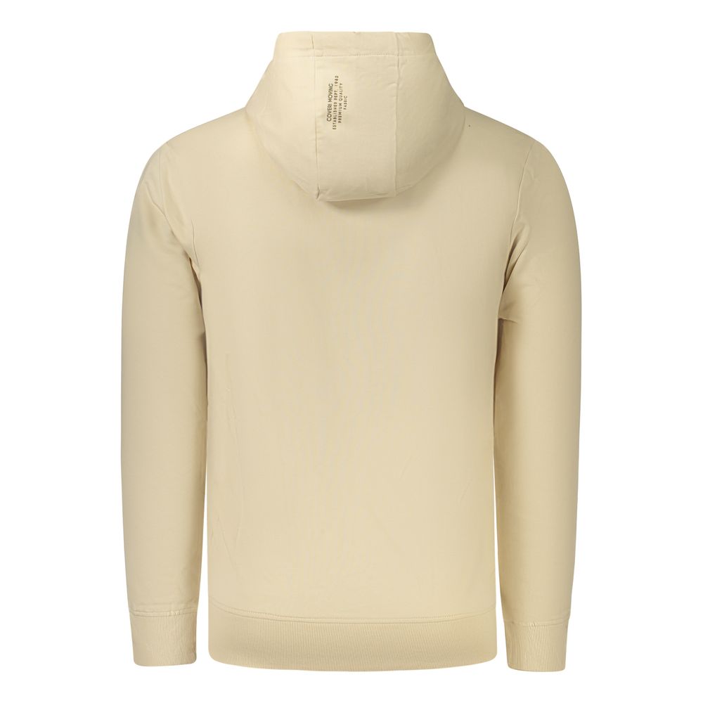 Beige Cotton Men Hoodie
