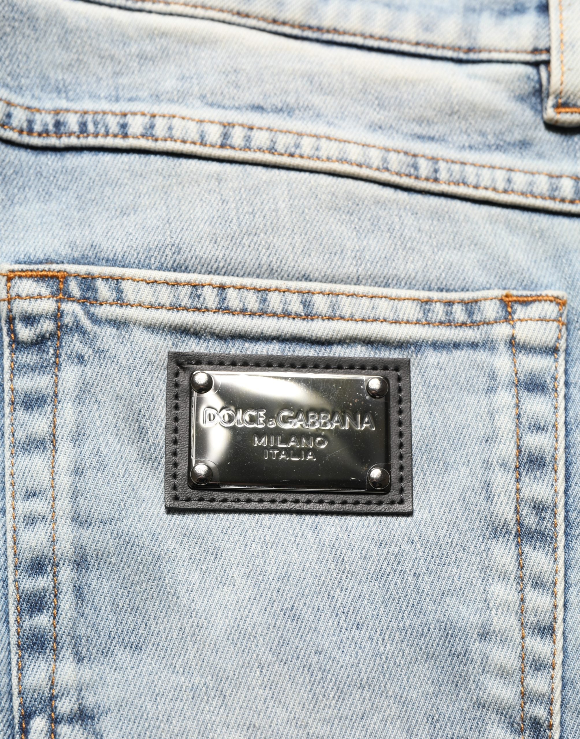 Blue Washed Mid Waist Straight Men Denim Jeans