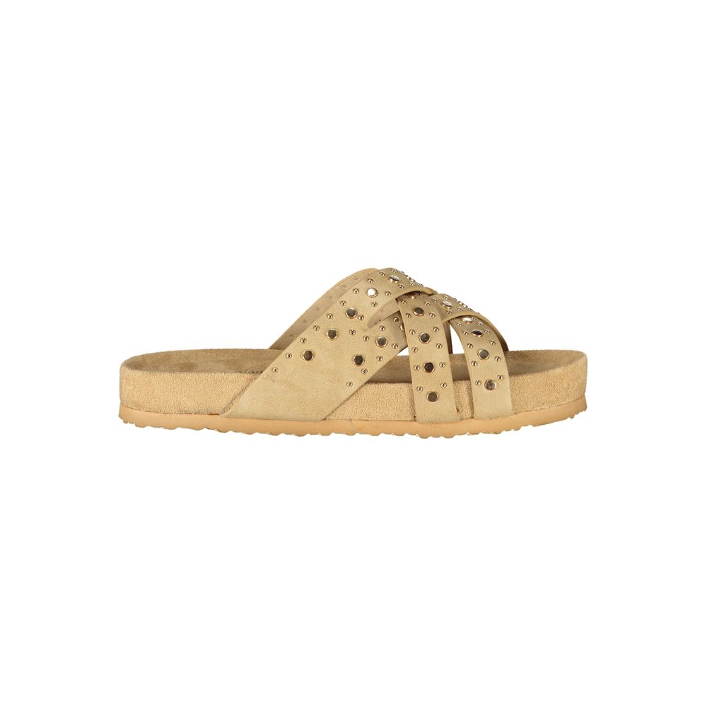 Beige Polyurethane Womens Sandal