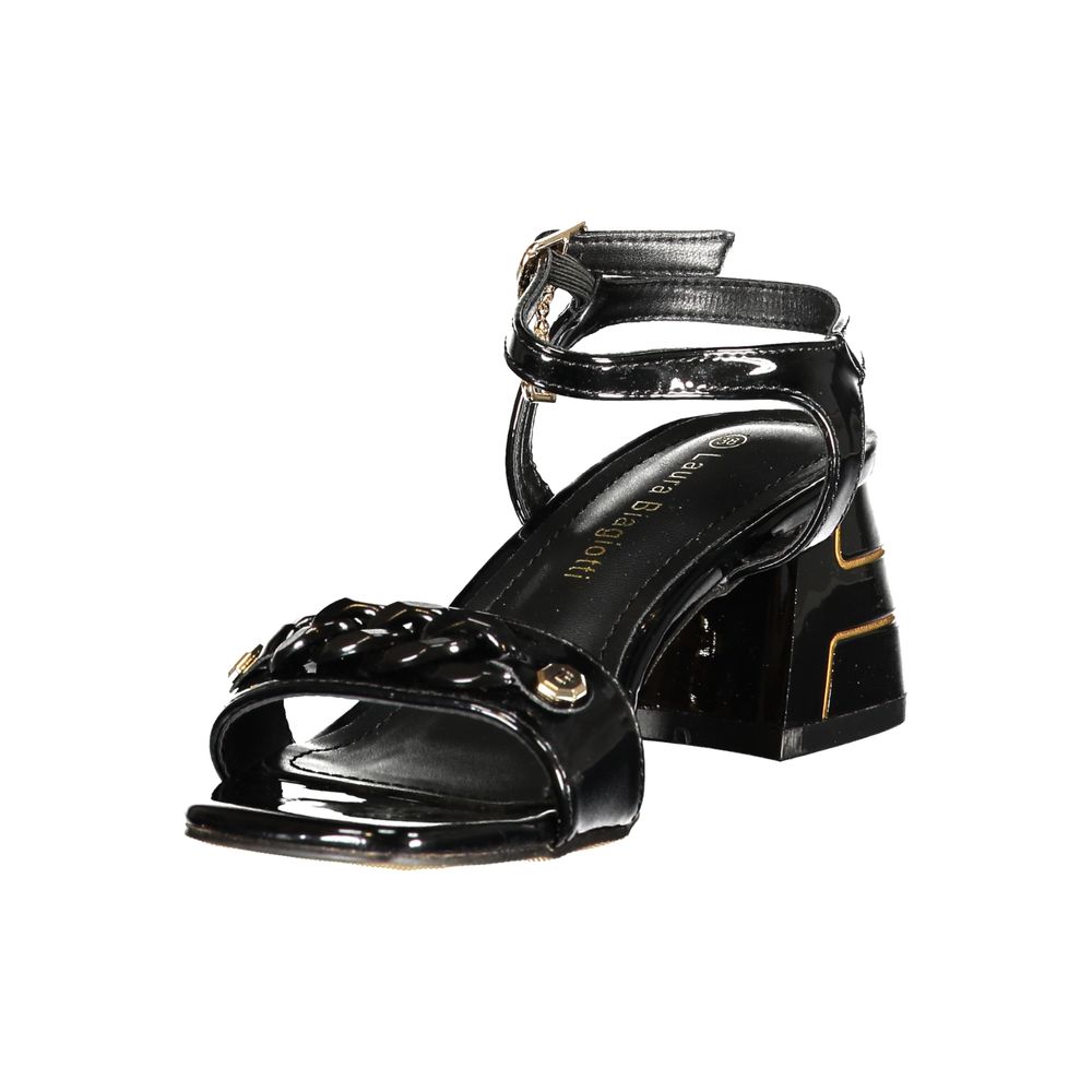 Black Polyurethane Women's Sandal