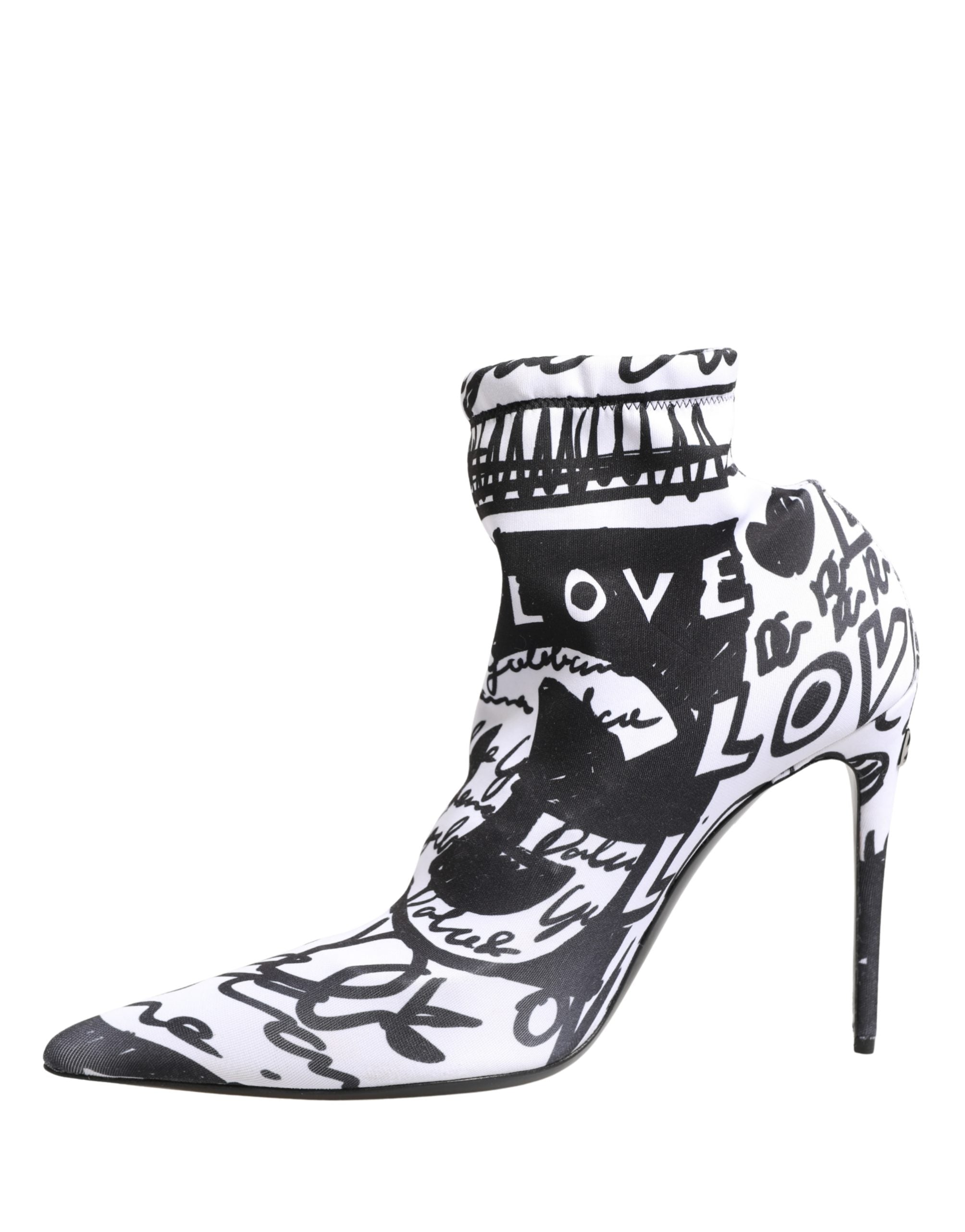 White Graffiti Stretch Ankle Boots Shoes